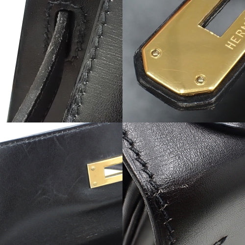 ケリー 32 (内縫い) ボックスカーフ ブラック ゴールド金具 □B刻印