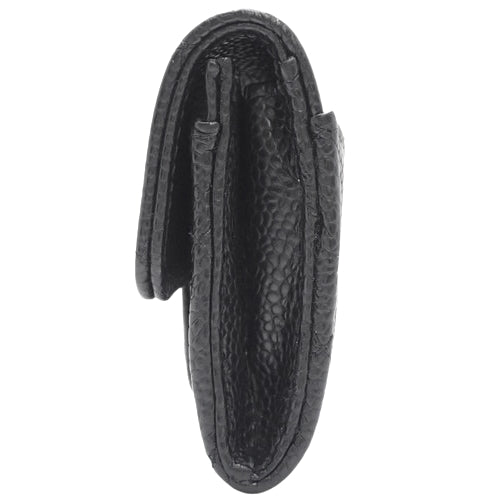 Matelasse Coco Mark Card Case, Caviar Skin, Black, AP0214, Coin Case, Card Holder, Business Card Holder, Wallet