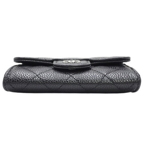 Matelasse Coco Mark Card Case, Caviar Skin, Black, AP0214, Coin Case, Card Holder, Business Card Holder, Wallet