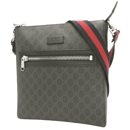 GG Supreme Messenger Bag, GG Supreme Canvas, Black, Navy, Red, 474137 K5RLN 1095, Shoulder Bag, Crossbody, Webbing