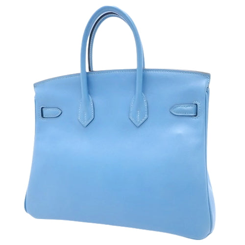 Birkin 25, Voile Swift leather, palladium hardware, Bleu Paradis (blue paradise) color, silver hardware, T stamp.