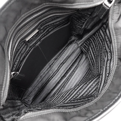 Triangle logo crossbody bag, nylon, TESSUTO+SAFFI NERO VA953M, shoulder bag, diagonal bag.