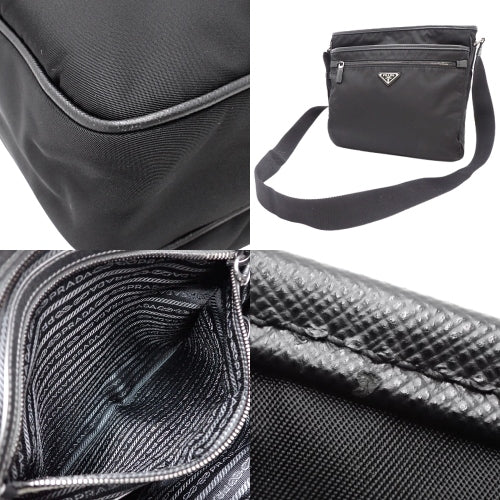 Triangle logo crossbody bag, nylon, TESSUTO+SAFFI NERO VA953M, shoulder bag, diagonal bag.