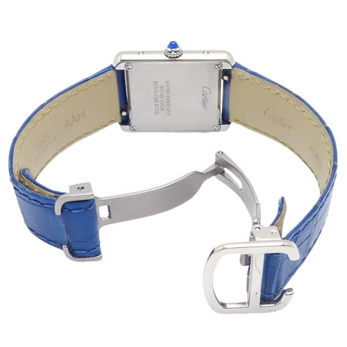 Tank Solo SM WSTA0030 Stainless Steel/Crocodile Quartz Watch with Warranty, White/Blue, Purchased March 2020
