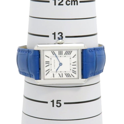 Tank Solo SM WSTA0030 Stainless Steel/Crocodile Quartz Watch with Warranty, White/Blue, Purchased March 2020