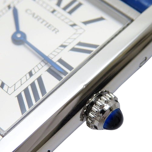 Tank Solo SM WSTA0030 Stainless Steel/Crocodile Quartz Watch with Warranty, White/Blue, Purchased March 2020