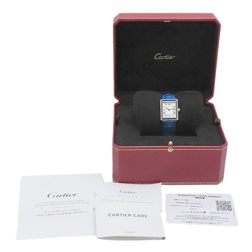 Tank Solo SM WSTA0030 Stainless Steel/Crocodile Quartz Watch with Warranty, White/Blue, Purchased March 2020