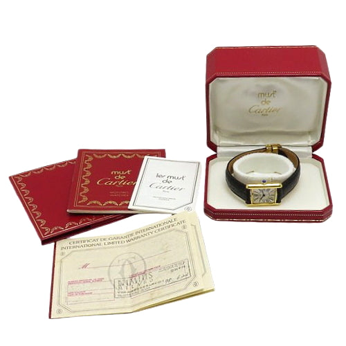 Must de Cartier Tank SM GP/Leather Quartz Ivory