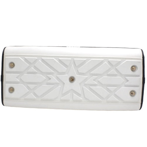 VIBE Medium Bowling Bag, Calfskin, White/Black, M6202OOBR_M879, Shoulder Bag, 2-Way, Boston Bag.