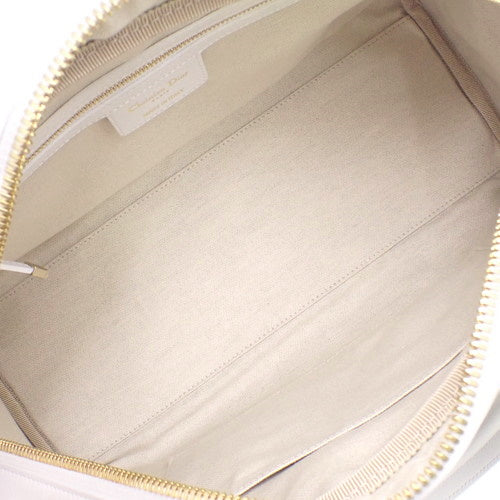 VIBE Medium Bowling Bag, Calfskin, White/Black, M6202OOBR_M879, Shoulder Bag, 2-Way, Boston Bag.