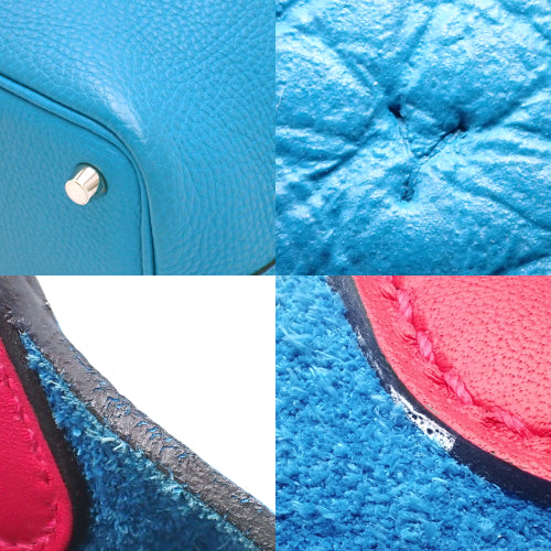 Picotin Lock Ecru PM, Triomphe Clemence Swift, Palladium Hardware, Blue Frida, Rose Mexico, Silver Hardware, Y stamp.