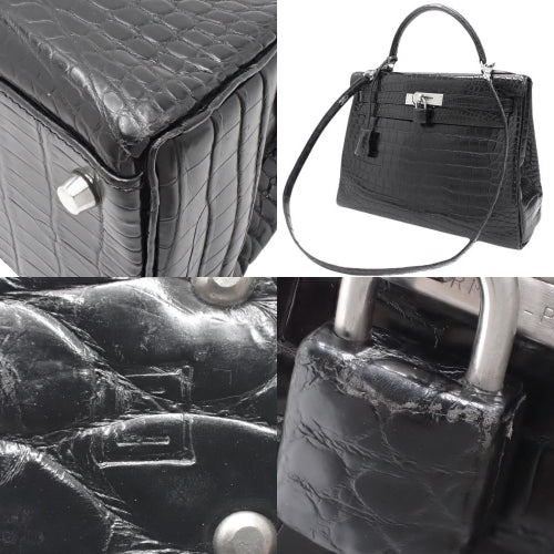 ケリー 32 (内縫い) ポロサスマット クロコダイル パラジウム金具 マットシルバー金具 □E刻印 ショルダー 2WAY 肩掛け
