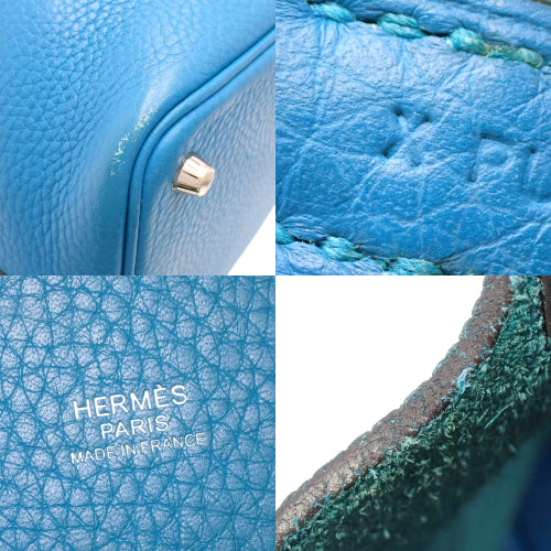 Picotin Lock PM, Toron Clemence leather, palladium hardware, Bleu Zanzibar (blue Zanzibar), silver hardware, X stamp.