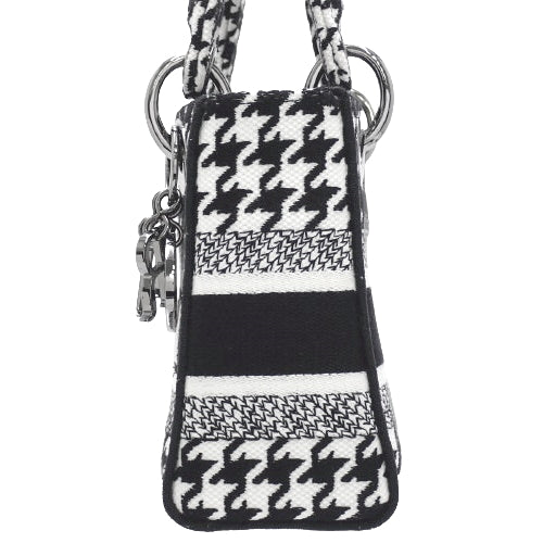 Canage Lady D-Lite Mini Bag, Canvas, Black & White Check Pattern, 2-Way Shoulder Bag (Shoulder & Crossbody)