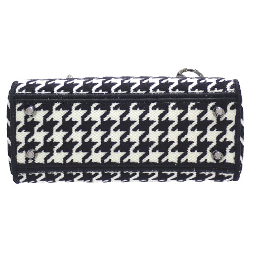 Canage Lady D-Lite Mini Bag, Canvas, Black & White Check Pattern, 2-Way Shoulder Bag (Shoulder & Crossbody)