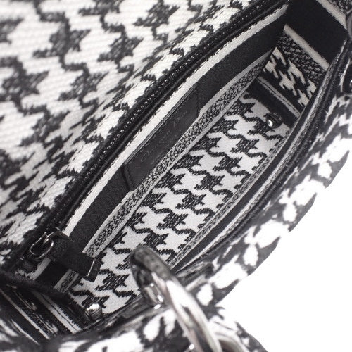 Canage Lady D-Lite Mini Bag, Canvas, Black & White Check Pattern, 2-Way Shoulder Bag (Shoulder & Crossbody)