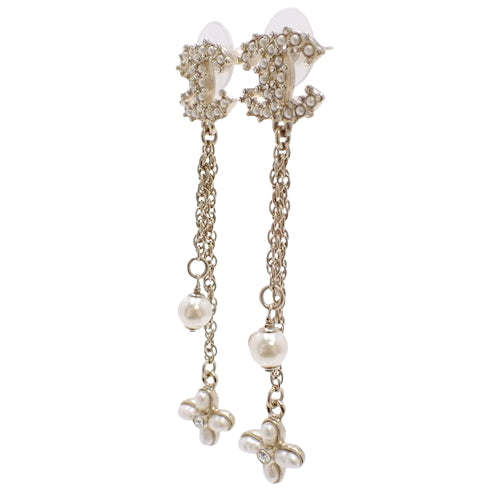 Cocomark Swing Flower Earrings, Metal (GP), Fake Pearl, Accessory, Jewelry, Dangle, Flower Motif