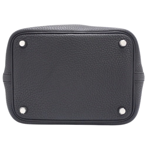 Picotin Lock PM, Toron Clemence leather, palladium hardware, black; Picotin Lock PM, Toron Clemence leather, silver hardware, D-stamp.