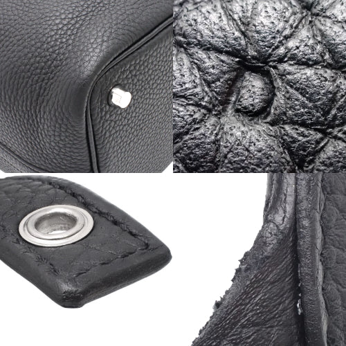 Picotin Lock PM, Toron Clemence leather, palladium hardware, black; Picotin Lock PM, Toron Clemence leather, silver hardware, D-stamp.