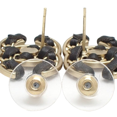 Coco Mark Chain Earrings Metal (GP) Leather Accessories Jewelry