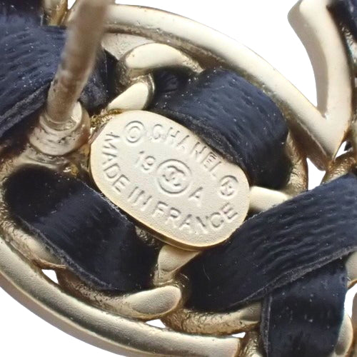 Coco Mark Chain Earrings Metal (GP) Leather Accessories Jewelry