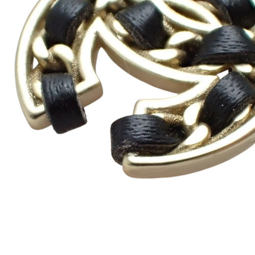 Coco Mark Chain Earrings Metal (GP) Leather Accessories Jewelry