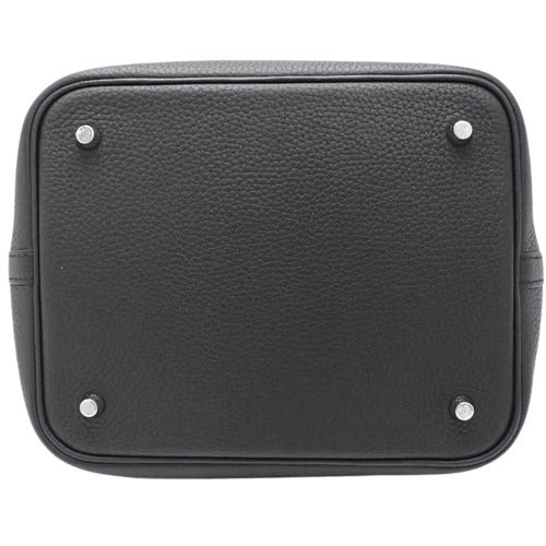 Picotin Lock MM, Toron Clemence leather, palladium hardware, black, silver hardware, Y-year code.