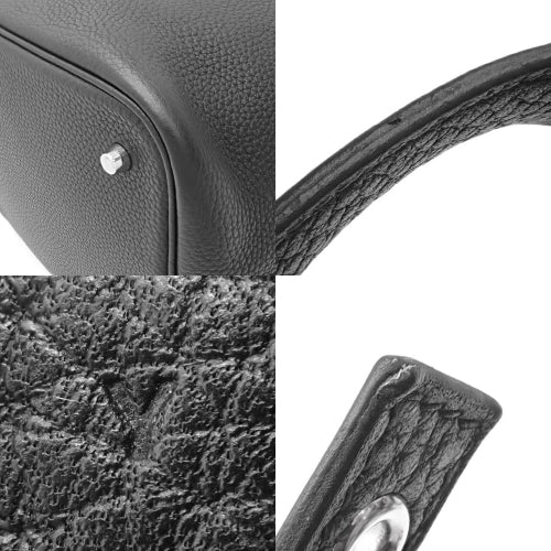 Picotin Lock MM, Toron Clemence leather, palladium hardware, black, silver hardware, Y-year code.