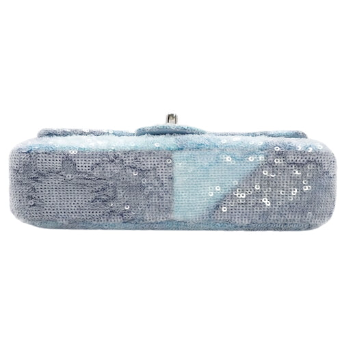 Chanel Coco Mark Chain Shoulder Bag, Sequined Leather, Light Blue, Shoulder Bag, Crossbody, Single Flap