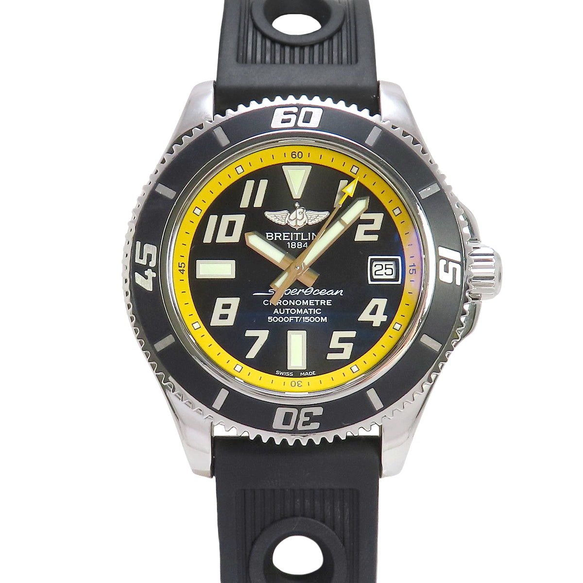 【保証書付】スーパーオーシャン 42 A17364/A187B320RC SS/ラバー 自動巻き デイト 2010年7月購入 ブラック ブラック