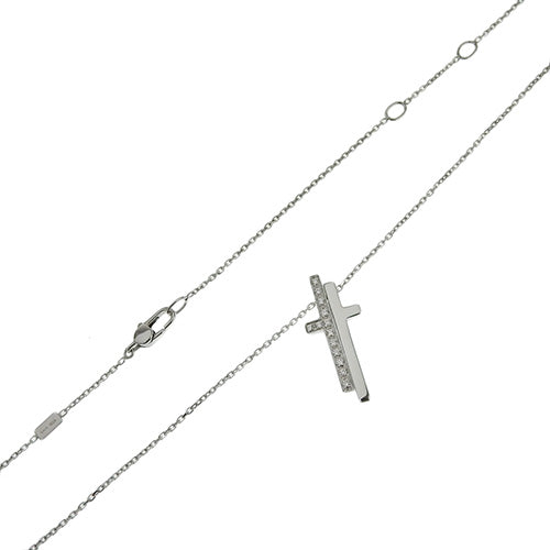 セパレートクロス ダイヤ ネックレス ダイヤモンド K18 ホワイトゴールド WG アクセサリー ジュエリー