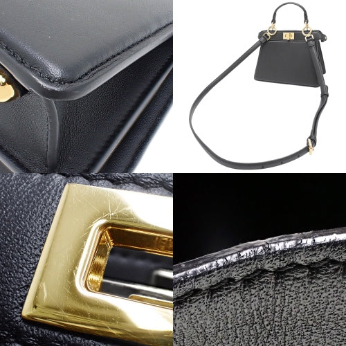 ピーカブー アイシーユー プチ 2WAY ショルダー 肩掛け 斜め掛け ミニバッグ ISeeU ナッパレザー NERO+ORO 8BN335ABVEF0KUR(2024年10月現在現行品)