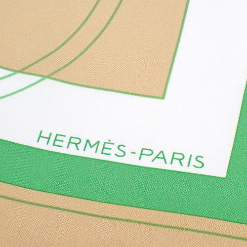 EX-LIBRIS, Carre 90, Apparel, Fashion Accessories, Carriage Pattern, Silk, Camel, Emerald