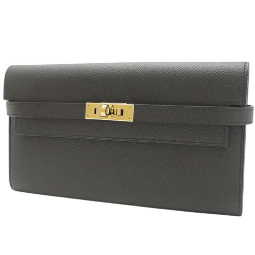 凯莉钱包 长款 ヴォーエプソン 黑色 金色五金 D刻印