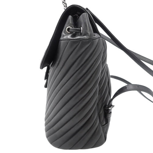 Chevron Coco Mark Chain Shoulder Backpack with V-Stitch Leather A91121