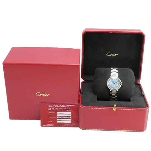 Ballon Bleu de Cartier Watch W4BB0028 Stainless Steel Automatic with Diamond Bezel, Sky Blue, Purchased in January 2022, with 2022 Warranty