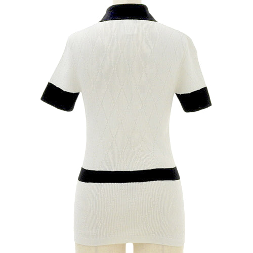 Coco Mark Two-Tone Knit Polo P51 Apparel Clothing Fashion Short Sleeve Size 36 Cotton Nylon