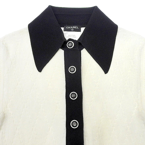 Coco Mark Two-Tone Knit Polo P51 Apparel Clothing Fashion Short Sleeve Size 36 Cotton Nylon