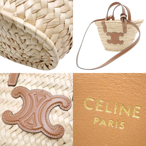 Triumph Panier Basket Mini Raffia Calf Tan Natural Basket Bag Shoulder Bag