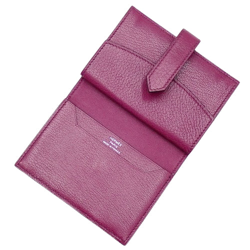 Bearn Mini Anemone Chevre Palladium Hardware Silver Hardware Y Stamp Compact Wallet Coin Case Bifold
