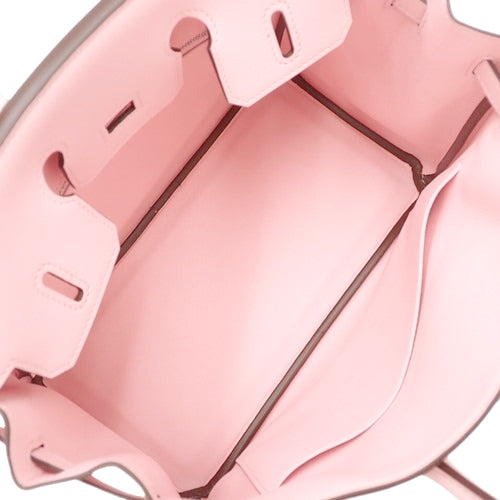 Birkin 25, Voile Swift leather, palladium hardware, Rose Sakura color, silver hardware, Y stamp.