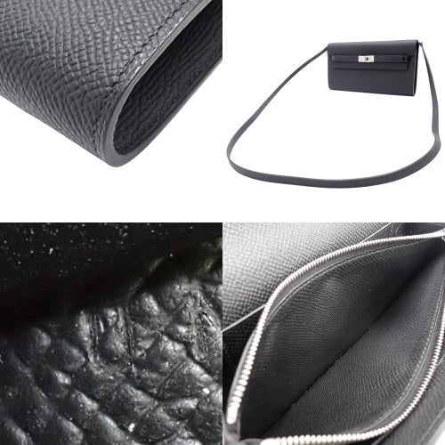 Kelly Wallet Tougo Touch, Voe Epsom, Alligator, Crocodile, Palladium Hardware, Black, Silver Hardware, U stamp.