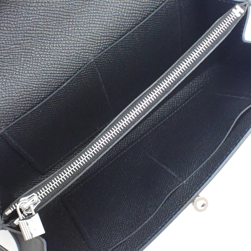 Kelly Wallet Tougo, Epsom calfskin, palladium hardware, black; silver hardware, U stamp.