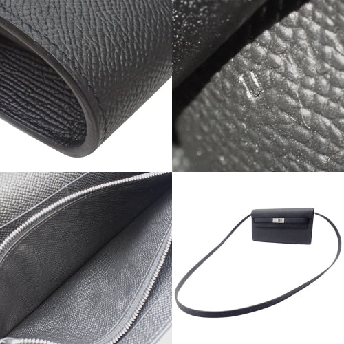 Kelly Wallet Tougo, Epsom calfskin, palladium hardware, black; silver hardware, U stamp.