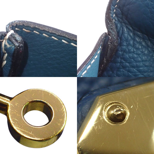 ケリー 50 (内縫い) ブルータラサ トリヨンクレマンス ゴールド金具 □G刻印 2WAY ショルダー 肩掛け ボストン ラージトート 旅行