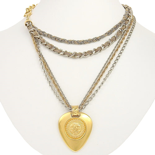 Coco Mark 5-Chain Necklace, Metal (GP) Accessory, Jewelry, Five-Chain Pendant