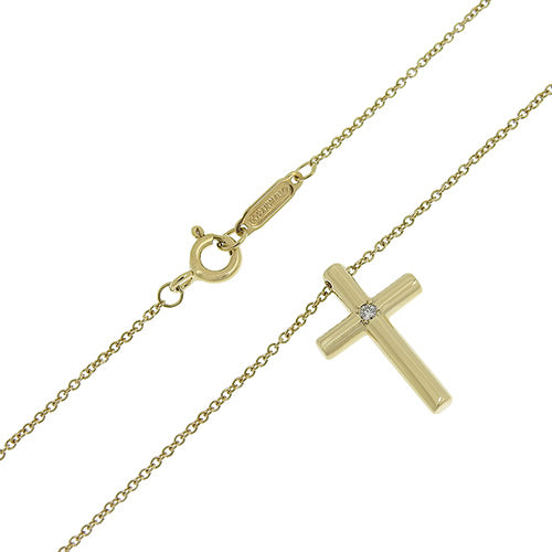 ダイヤクロスネックレス ダイヤモンド イエローゴールド K18YG アクセサリー ジュエリー 1PD