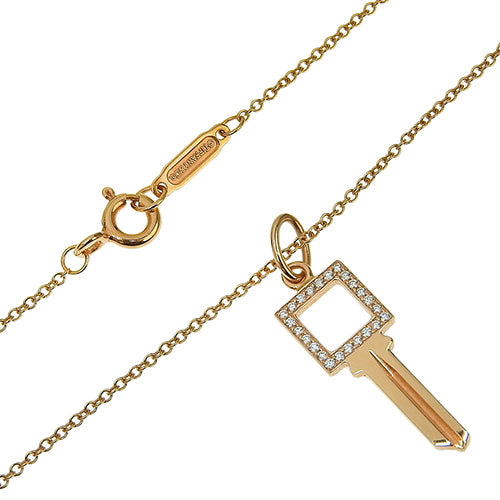 モダンキー オープンスクエア ダイヤモンド ペンダント ピンクゴールド K18PG アクセサリー ジュエリー