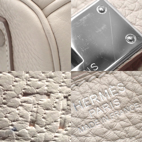 柏金30,Taurillon Clemence皮革,钯金五金件,奶油色,银色五金件,T刻印。