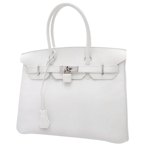 Birkin 30, Epsom calfskin, palladium hardware, white, silver hardware, □K stamp.